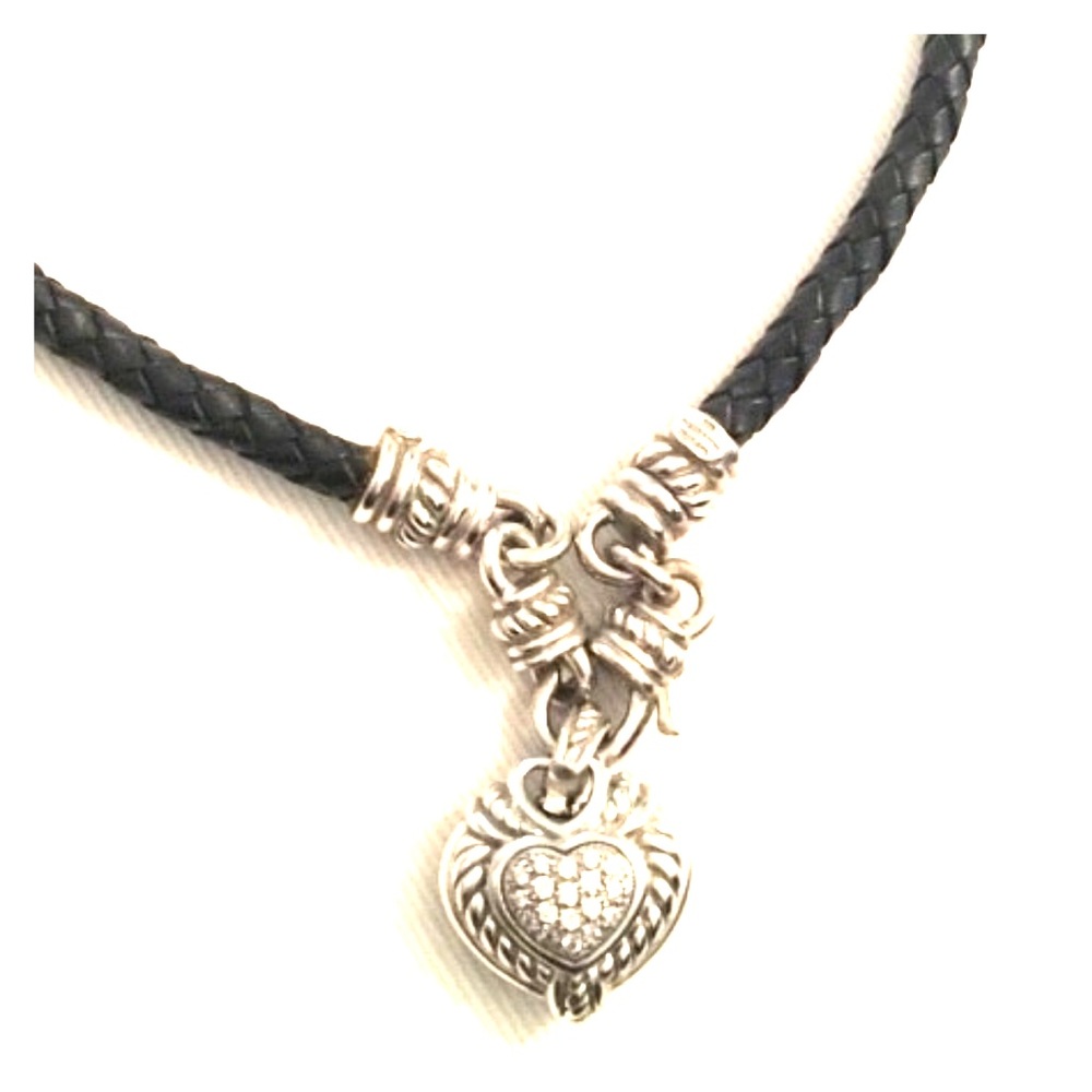 Judith Ripka Sterling Heart Pendant with Leather